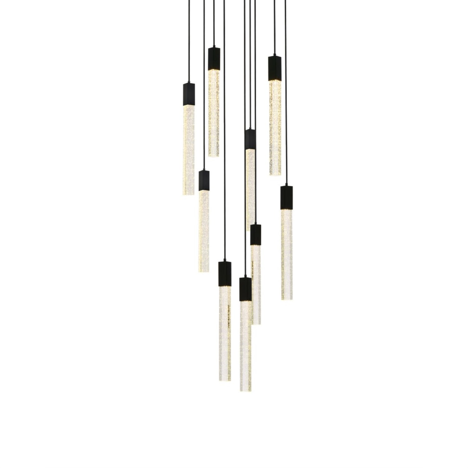 Elegant Lighting Weston 9-Light Pendant, Metal and Crystal, Black, Model 2067D24BK