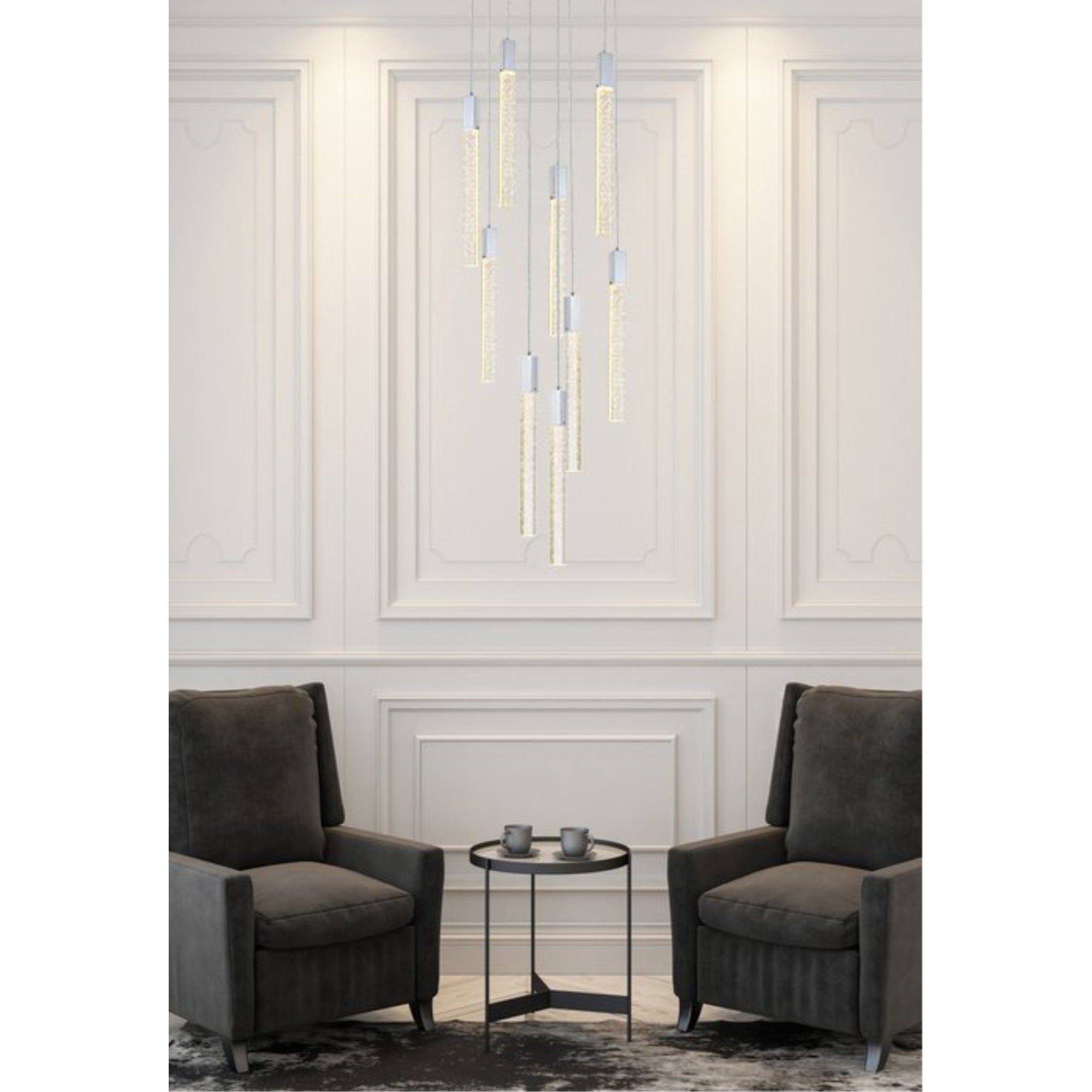 Elegant Lighting Weston Pendant Light, 9 Lights, Chrome Finish, Model 2067D24C