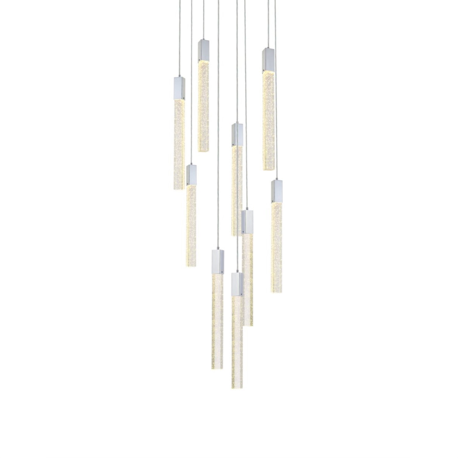Elegant Lighting Weston Pendant Light, 9 Lights, Chrome Finish, Model 2067D24C