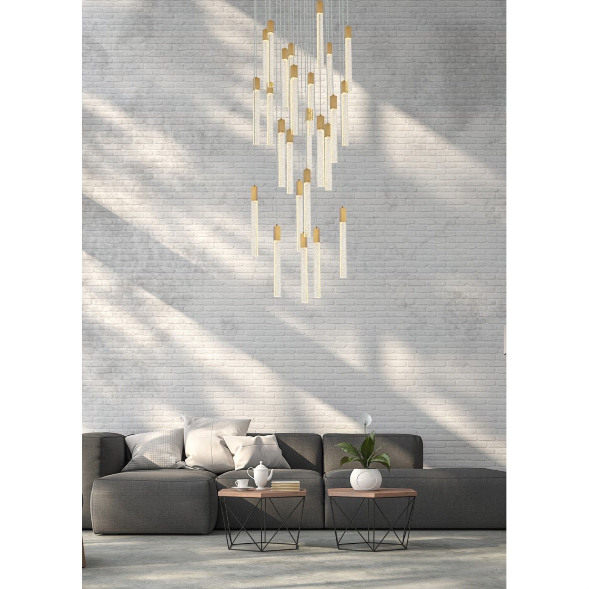 Elegant Lighting Pendant Light 25 Lights Satin Gold Metal 42inD x 24inH Model 2067G42SG