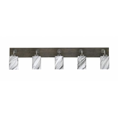 Toltec Lighting 1775-Gpdw-3009 Oxbridge - 5 Light Bath Bar-10 Inches Tall And 46.5 Inches Length, Finish Color: Graphite/Painted Distressed Wood-Look Metal, Glass Color: Onyx Swirl