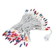 Novelty Lights 100 Light Mini String Light Set, 50 Long, White Wire, Indoor/Outdoor, Multicolor, Model MRD-25B-4