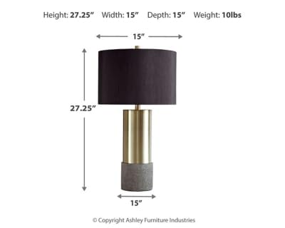 Signature Design By Ashley Jacek Table Lamps Set Of 2 Contemporary Gray/Brass Finish 15W X 15D X 27.25H Goldtone Foil