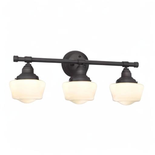 Westinghouse Scholar Three-Light Indoor Wall Fixture, Oil-Rubbed Bronze Finish, White Opal Glass, Model 6342100