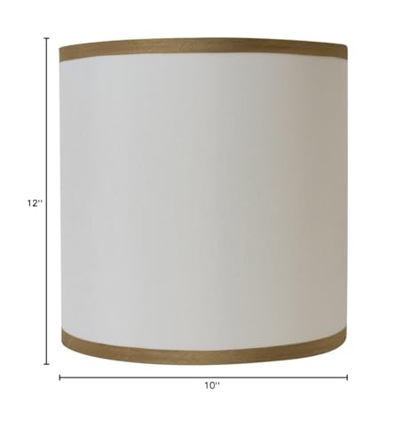 Urbanest Off White With Gold Trim Faux Silk Classic Drum Lampshade, 12-Inch By 12-Inch By 10-Inch, Spider Washer Fitter