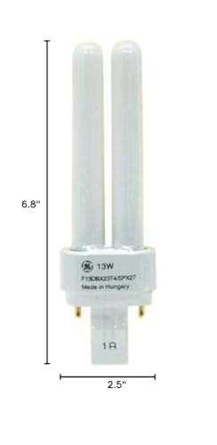 Ge Cfl Light Bulb, 13 Watt, Dbx Bulb Type, Gx23-2 Base, Soft White (1 Pack)