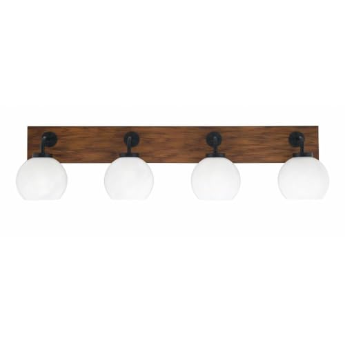 Toltec Lighting 1774-Mbwg-4101 Oxbridge - 4 Light Bath Bar-9 Inches Tall And 36.5 Inches Length, Finish Color: Matte Black/Painted Wood-Look Metal, Glass Color: White Marble