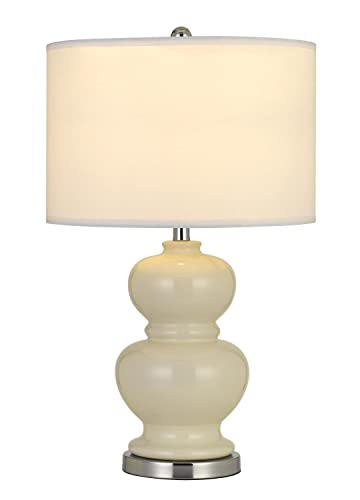 Cal Lighting Bo-2884Tb-2-Wht Transitional Two Light Table Lamp From Bergamo Collection In Light Finish, 16.00 Inches