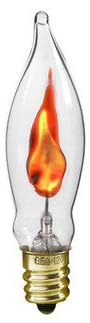 Creative Hobbies® A101 Flicker Flame Light Bulb, 3W, E12 Base, Orange Glow, 5 Count, Glass, Nickel Plated