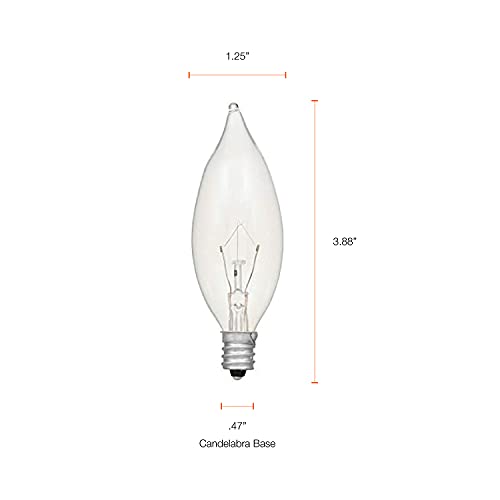 LEDVANCE SYLVANIA B10 Incandescent Light Bulb 15W Candelabra Base 65 Lumens 3000K Clear 6 Count
