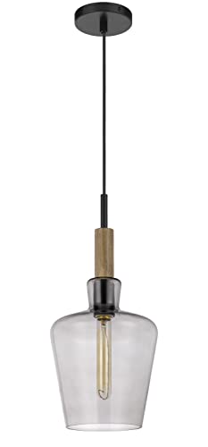 Cal Lighting Fx-3779-1 Swindon Glass Drop Pendant With Wood Accent