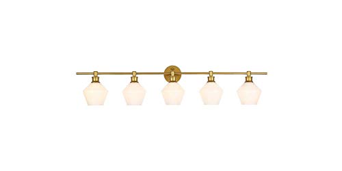 Living District Indoor Modern Home Decorative Bright Ceiling Gene 5 Light Brass And Frosted White Glass Wall Sconce