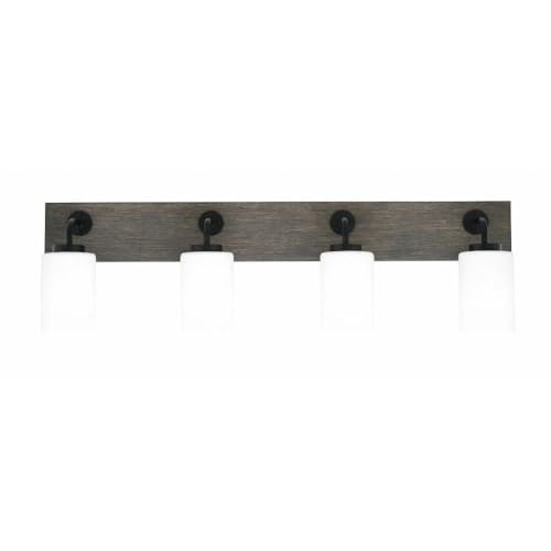 Toltec Lighting 1774-Mbdw-310 Oxbridge - 4 Light Bath Bar-10 Inches Tall And 36.25 Inches Length, Finish Color: Matte Black/Painted Distressed Wood-Look Metal, Glass Color: White Muslin