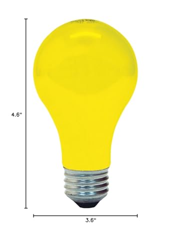 GE Bug Lite A19 Bulb, 60W Yellow - 2-Pack, Copper Material, Model DS-192-97495-A