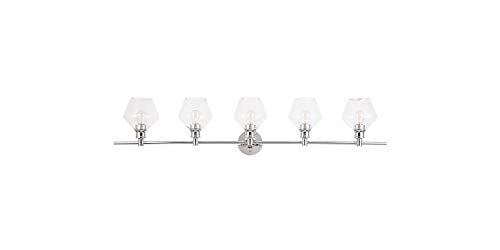 Living District Gene 5-Light Mid-Century Metal Wall Sconce in Chrome and Clear