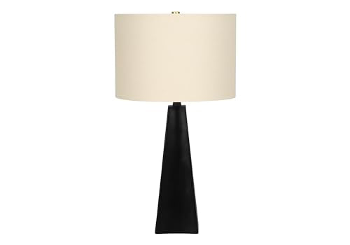 Monarch Specialties I 9726 Lightingtable Lamp, Black Resin, Beige Shade, Modern