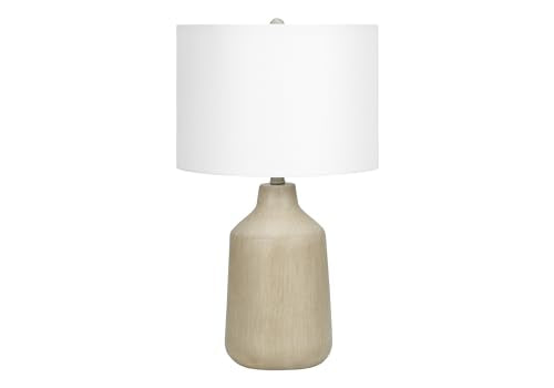 Monarch Specialties I 9702 Lightingtable Lamp, Beige Concrete, Ivory/Cream Shade, Contemporary