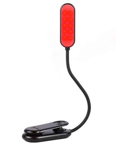Finezeal Rechargeable Red Book Light - Portable LED Therapy Lamp, 3 Modes, Clip-On, Black-1 Pack