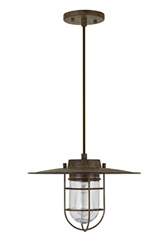 Cal Lighting FX-3724-1P Transitional Pendant Light, Bronze Finish, 12.75in, Metal, 1 Light