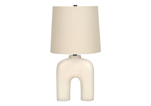 Monarch Specialties I 9728 Lightingtable Lamp, Cream Resin, Beige Shade, Modern