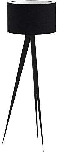 Teamson Home LED Tripod Floor Lamp, 60in Height, Metal, Black, Model VN-L00006, Drum Shade for Living Room, Study, Bedroom, Home Office