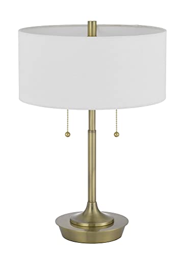 Cal Lighting Kendal Metal Table Lamp, Drum Fabric Shade, 13inW x 20inH, Model BO-3028TB