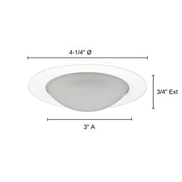 Jesco Lighting Tm315Wh 3-Inch Aperture Low Voltage Trim Recessed Light, Frosted Opal Dome For Shower, White Finish
