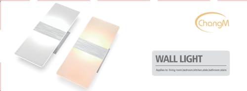 ChangM LED Acrylic Wall Sconce 12W Up Down Lamp Cool White for Bedroom, Corridor, Stairs, Bathroom - 1 Pack