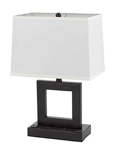 Cal Lighting La-8042Dk Cachan Metal Desk Lamp With 2 Power Outlets And 1 Usb Charging Port, Antique Bronze