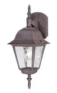 Westinghouse Rust Patina 6785100 One-Light Exterior Wall Lantern, Textured Finish On Cast Aluminum With Clear Water Glass Panels, No Size