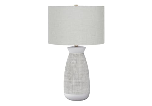 Monarch Specialties I 9725 Lightingtable Lamp, Grey Ceramic, Grey Shade, Contemporary