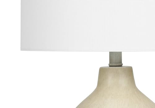 Monarch Specialties I 9702 Lightingtable Lamp, Beige Concrete, Ivory/Cream Shade, Contemporary