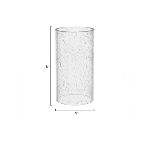 SUNWO Glass Lamp Shade Replacement - Bubble Straight Cylinder, 4x6 inches, Glass Material
