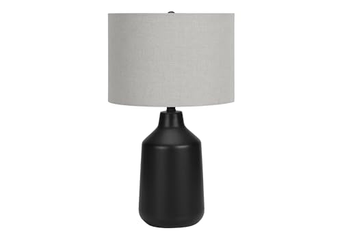 Monarch Specialties I 9701 Lightingtable Lamp, Black Concrete, Grey Shade, Contemporary