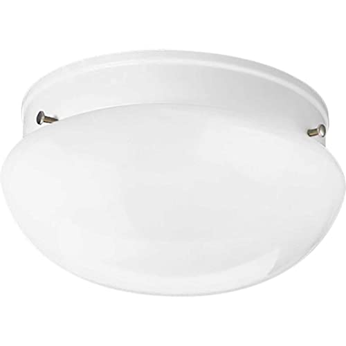 Progress Lighting P3408-30 1-Light Ceiling Fixture, Porcelain/Steel, 7.5in Diameter x 4.38in Height, White