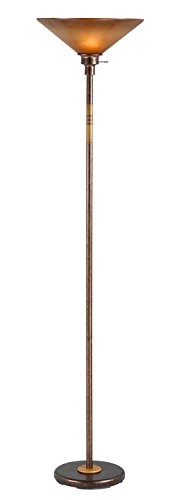 Cal Lighting Bo-234Tr-Ru Rust Metal Torchiere With Glass Shade