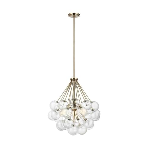 Generation Lighting Bronzeville Pendant Fixture, Three-Light, Alloy Steel, Satin Brass, Model 6514303-848