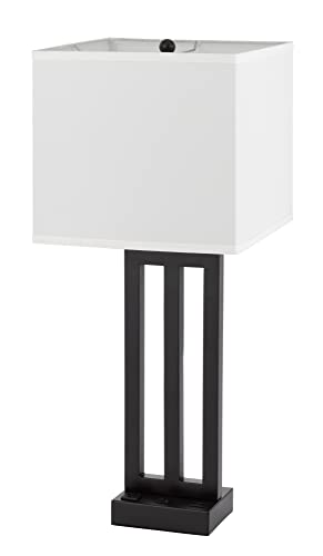 Cal Lighting LA-8042TB Night Stand Lamp, Metal, Antique Bronze, 12inW x 29.5inH, with Power Outlet and USB Charging Port