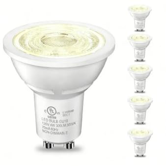 TJOY GU10 LED Light Bulbs Non-Dimmable  4W  3000K Warm White  300LM  Equivalent 35W  2 Prong GU10 Bulbs Replacement for Recessed Track Lighting  MR16 LED Bulb for Living Room  Range Hood  6 Pack