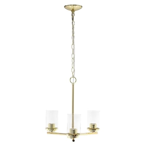 Elegant Designs 3-Light Pendant Chandelier, 15 Glass & Metal, Gold, Model Pt1018-Gld For Kitchen, Foyer, Dining Room