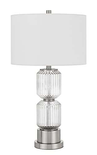 Cal Lighting Bresso Fluted Glass Table Lamp, 15inW x 27.75inH, Brushed Steel/Glass, Model BO-3040TB