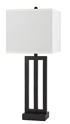 Cal Lighting LA-8042TB Night Stand Lamp, Metal, Antique Bronze, 12inW x 29.5inH, with Power Outlet and USB Charging Port