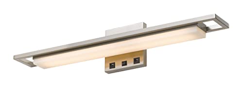 Cal Lighting LA-8044 LED Wall Sconce, Metal, 24inW x 4.75inH, Silver, with 2 USB Charging Ports