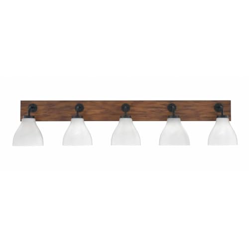 Toltec Lighting 1775-Mbwg-4761 Oxbridge - 5 Light Bath Bar-9.75 Inches Tall And 47 Inches Length, Finish Color: Matte Black/Painted Wood-Look Metal, Glass Color: White Marble