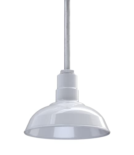 Steel Lighting Co. El Segundo Barn Light, 12in Ceiling Pendant, Alloy Steel, White, Model S12-00-PR12-08-SL12-00
