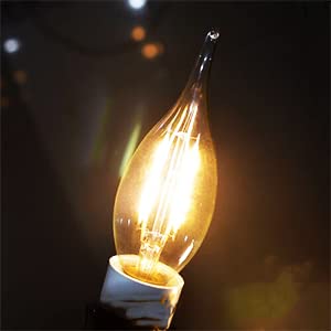 HMYYJT Candelabra Chandelier LED Bulb Dimmable 2W E12 Amber Glass CA10 24 Pack