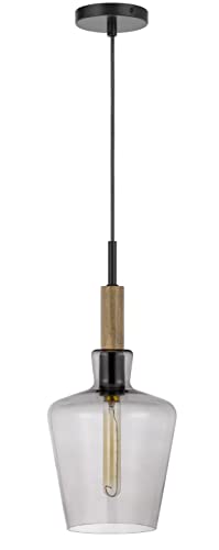 Cal Lighting Fx-3779-1 Swindon Glass Drop Pendant With Wood Accent