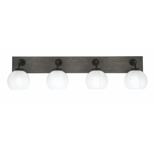 Toltec Lighting 1774-Mbdw-4101 Oxbridge - 4 Light Bath Bar-9 Inches Tall And 36.5 Inches Length, Finish Color: Matte Black/Painted Distressed Wood-Look Metal, Glass Color: White Marble