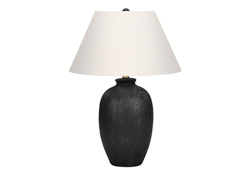 Monarch Specialties 9721 Lightingtable Lamp, Black Ceramic, Ivory/Cream Shade, Modern Lighting-24 H Table, 17&quot; L X 17&quot; W X 24&quot; H