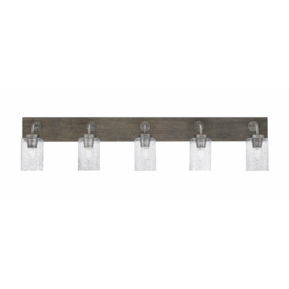 Toltec Lighting 1775-Gpdw-3002 Oxbridge - 5 Light Bath Bar-10 Inches Tall And 46.5 Inches Length, Finish Color: Graphite/Painted Distressed Wood-Look Metal, Glass Color: Smoke Bubble